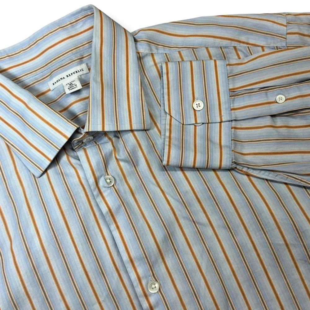 Banana Republic XL Striped Cotton Dress Shirt Classic Workwear‎ Heritage Fit